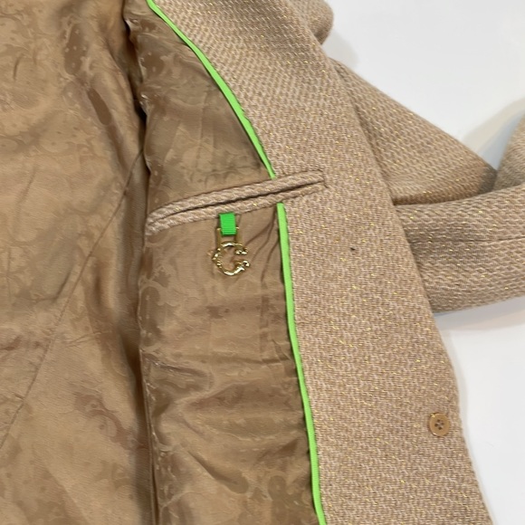 C. Wonder Wool Tweed Blazer Size 4 Tan With Hold Metallic Throughout EUC - Picture 8 of 10
